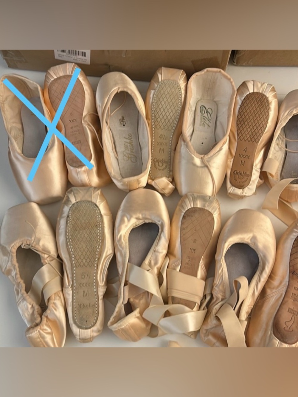 Brand New and Used Beige Pointe Shoes